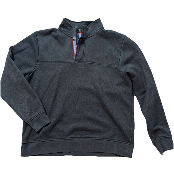 Orvis Men’s XL Quarter Snap Pullover Sweater Gray Fleece Lined Fly Fishing Logo - Picture 1 of 6
